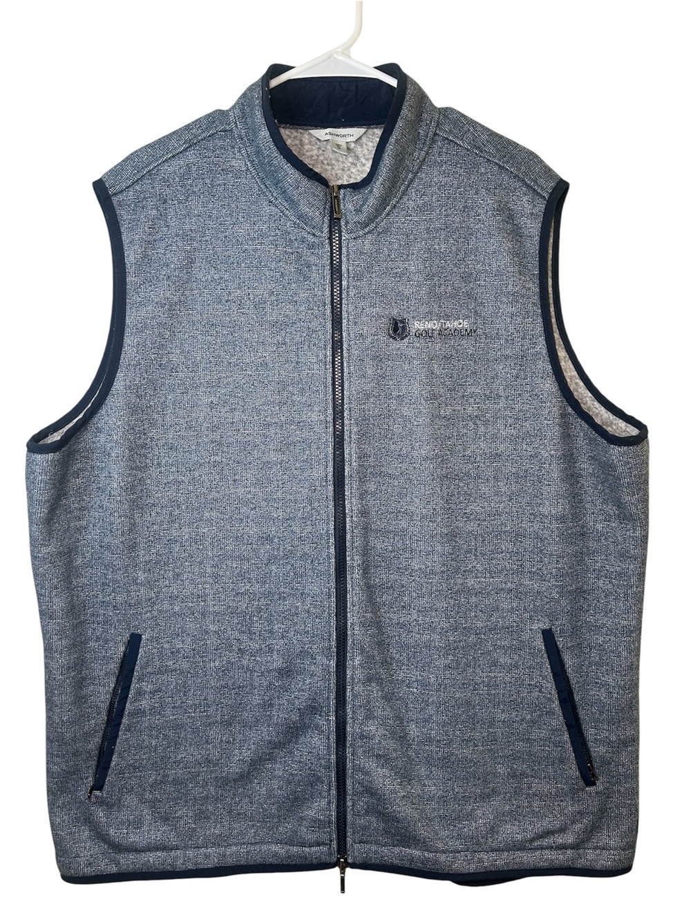 Ashworth Men's Heather Gray Zip-Front Vest Outdoor Golf Reno Tahoe 2XL Warm Wint